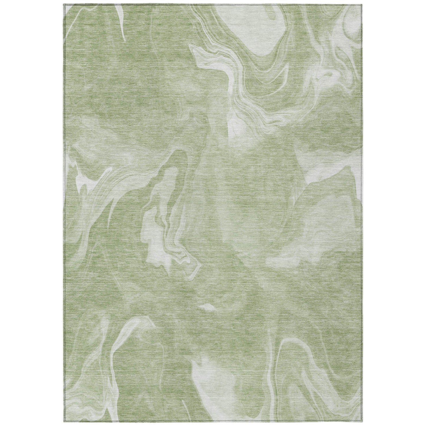 9' X 12' Artichoke Green Fern Green And Ivory Abstract Washable Indoor Outdoor Area Rug-1